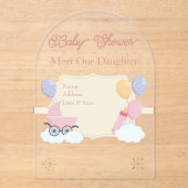 Meisjes Baby shower Clear Acryl Uitnodiging Kaart  (Voorkant)