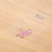 Meisjes Baby shower Clear Acryl Uitnodiging Kaart (Laagn)