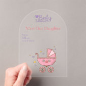 Meisjes Baby shower Clear Acryl Uitnodiging Kaart (Insitu (Draagbaar))