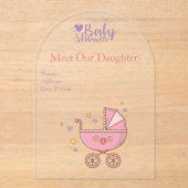 Meisjes Baby shower Clear Acryl Uitnodiging Kaart (Voorkant)