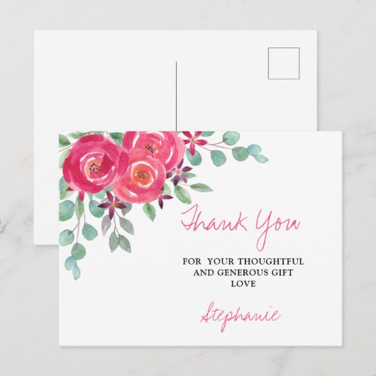 Meisjes Baby shower Dank je Briefkaart (Voorkant / Achterkant)