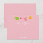 Meisjes Baby shower Dank je wel Notitiekaartje (Voorkant / Achterkant)