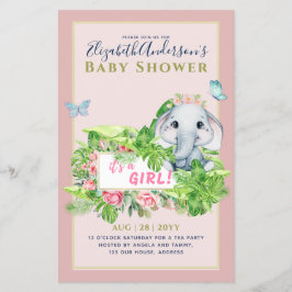 Meisjes Baby shower Elephant Flyer