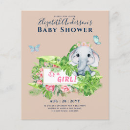 Meisjes Baby shower Elephant Flyer