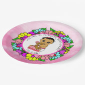 Meisjes Baby shower, etnische Baby met Teddy Bear Papieren Bordje (Gekanteld)