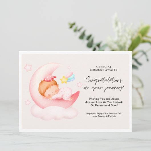 Meisjes Baby shower Gefeliciteerd Gift Kaart (Staand voorkant)