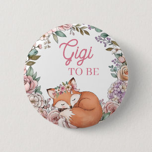 Meisjes baby shower Gigi op komst Bosvos Ronde Button 5,7 Cm