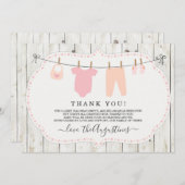 Meisjes Baby shower Hartelijk dank - Rustisch Bedankkaart (Voorkant / Achterkant)