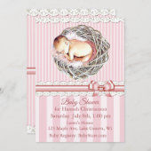 Meisjes Baby shower Kaart (Voorkant / Achterkant)