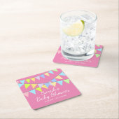 Meisjes baby shower met eigen naam kartonnen onderzetters (Insitu)