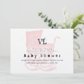  meisjes baby shower nodigt Kraft Pram Kaart (Staand voorkant)