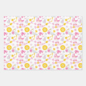 Meisjes Baby shower-overlooppapierset van 3 Inpakpapier Vel (Voorkant)