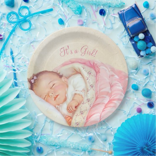 Meisjes  Baby shower Papieren Bordje (Feest)