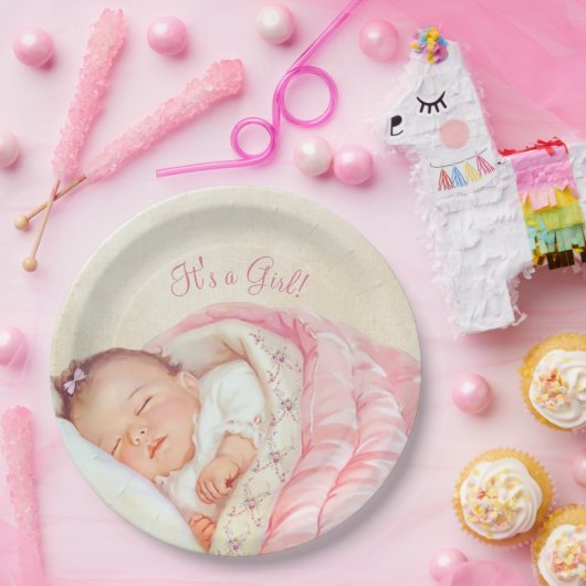 Meisjes  Baby shower Papieren Bordje (Feest)