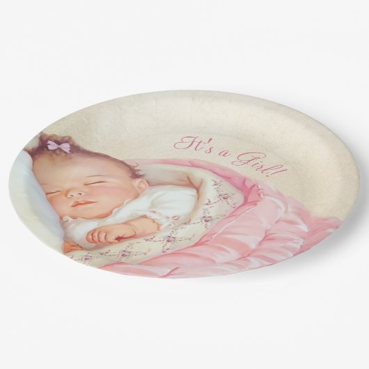 Meisjes  Baby shower Papieren Bordje (Gekanteld)