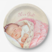 Meisjes  Baby shower Papieren Bordje (Voorkant)