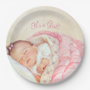 Meisjes  Baby shower Papieren Bordje
