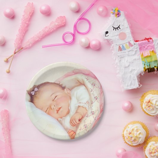Meisjes  Baby shower Papieren Bordje (Feest)