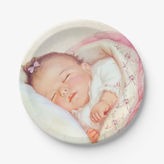 Meisjes  Baby shower Papieren Bordje (Voorkant)