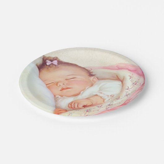 Meisjes Baby shower Papieren Bordje (Gekanteld)