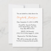 Meisjes Baby shower stoot Oranje rommel op Kaart (Achterkant)