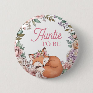 Meisjes baby shower Tante worden Bosvos Ronde Button 5,7 Cm