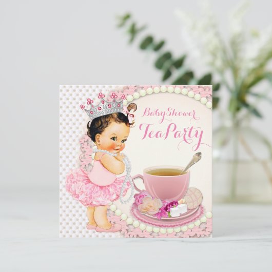 Meisjes Baby shower Tea Kaart (Staand voorkant)