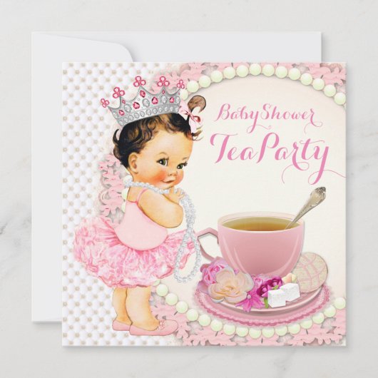 Meisjes Baby shower Tea Kaart (Voorkant)