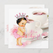 Meisjes Baby shower Tea Party Kaart (Voorkant / Achterkant)