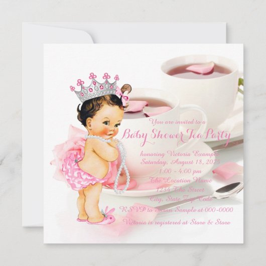 Meisjes Baby shower Tea Party Kaart (Achterkant)