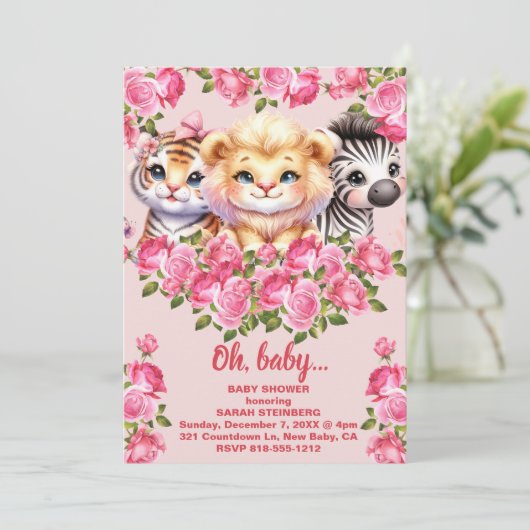 Meisjes Baby shower uitnodiging (Staand voorkant)