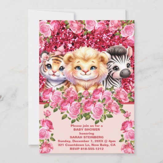 Meisjes Baby shower uitnodiging (Voorkant)