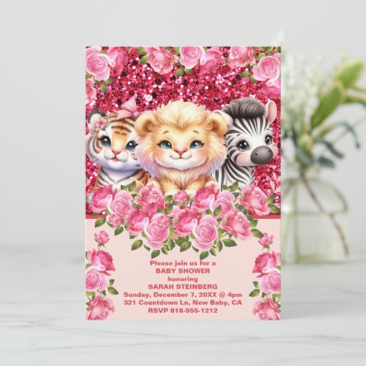 Meisjes Baby shower uitnodiging (Staand voorkant)