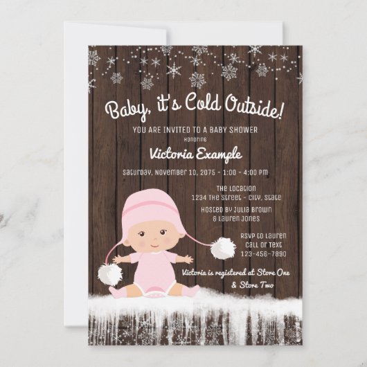 Meisjes Baby zijn koud buiten winter Baby shower Kaart (Voorkant)