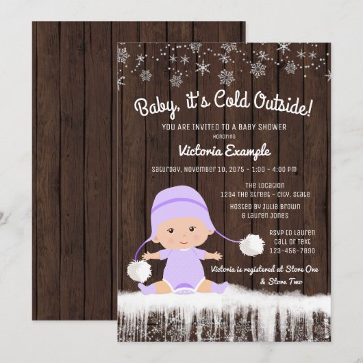 Meisjes Baby zijn koud buiten winter Baby shower Kaart (Voorkant / Achterkant)