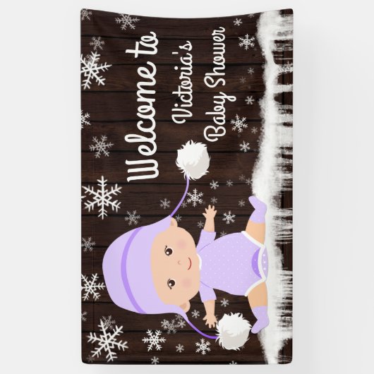 Meisjes Baby zijn koude buiten Baby shower banner (Verticaal)