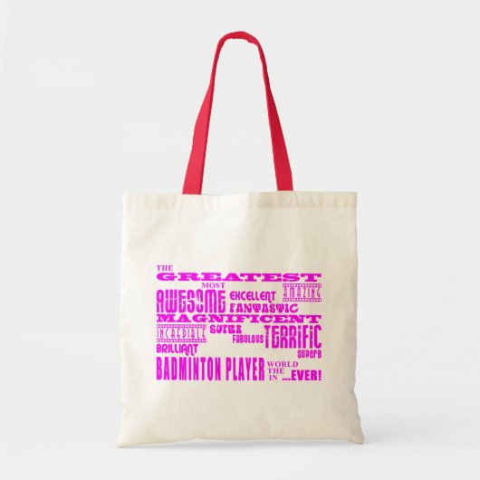 Meisjes Badminton : Roze grootste Badminton-speler Tote Bag (Voorkant)