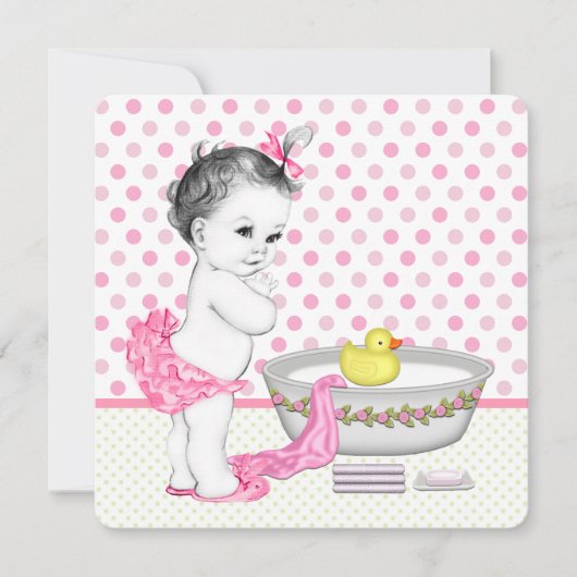 Meisjes badtijd Baby shower Kaart (Voorkant)