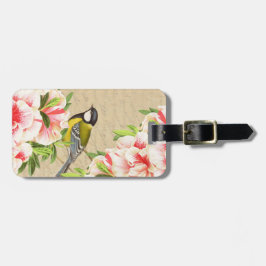 Meisjes  bagagelabel met vogel en bloemen