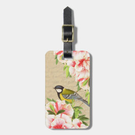 Meisjes  bagagelabel met vogel en bloemen