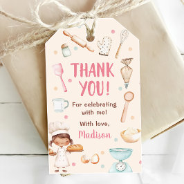 Meisjes bakken eerste verjaardag cadeaulabel