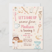 Meisjes bakken eerste verjaardag kaart (Voorkant)
