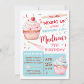 Meisjes bakken partij cupcake verjaardag kaart (Voorkant)