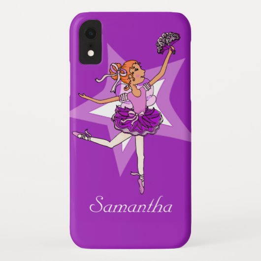 Meisjes ballerina paarse rode haarnaam Case-Mate iPhone case (Achterkant)