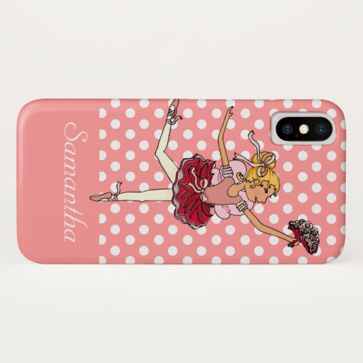 Meisjes ballerina roze blond haar aangepaste naam Case-Mate iPhone case (Achterkant (horizontaal))