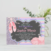 Meisjes Ballerina verjaardagsfeestje uitnodiging (Staand voorkant)