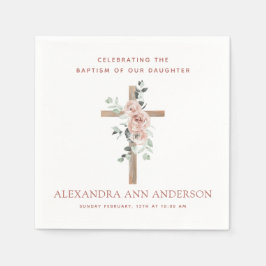 Meisjes Baptisme Dusty Pink Rose Christelijk Servet