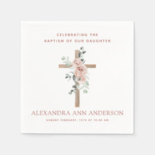 Meisjes Baptisme Dusty Pink Rose Christelijk Servet