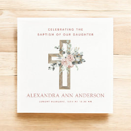 Meisjes Baptisme Dusty Pink Rose Christelijk Servet