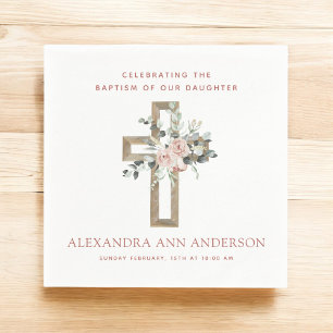 Meisjes Baptisme Dusty Pink Rose Christelijk Servet